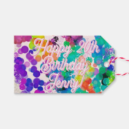 Etiqueta Para Presente Bright Colorir Tipografia Bokeh Aniversário Festiv