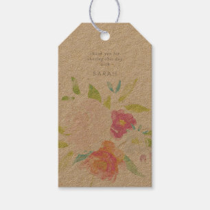 Etiqueta Para Presente Bright Floral Kraft Watercolor Floral