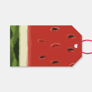 Etiqueta Para Presente Bright Red Watercolor Watermelon Gift