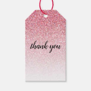 Etiqueta Para Presente Brilho Cor-de-Rosa Glam Agradecimento