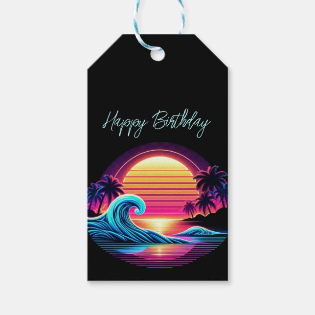 Etiqueta Para Presente Brilho do Surf sunset (Frente)