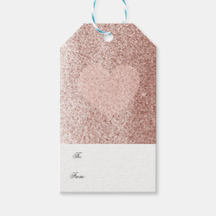 Etiqueta Para Presente Brilho Dourado cor-de-rosa do falso com coração