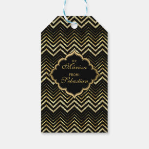 Etiqueta Para Presente Brilho Dourado de Monogramed & teste padrão de