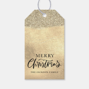 Etiqueta Para Presente Brilho Dourado Natal Feliz