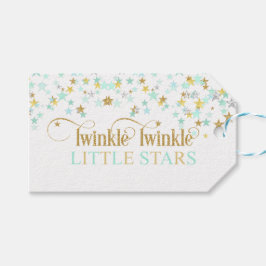 Etiqueta Para Presente Brilho Estrelas Pequenas Chuveiro de Bebê Verde Me