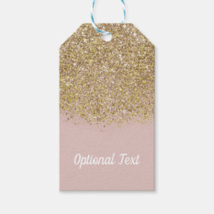 Etiqueta Para Presente Brilho Rosa e Dourado Moderno Chique Glam Glamour