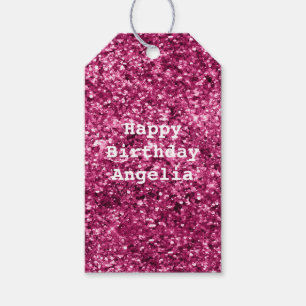 Etiqueta Para Presente Brilho Rosa Glitter