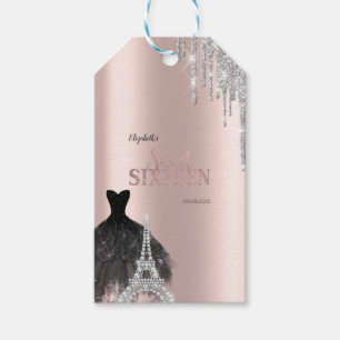Etiqueta Para Presente Brilhos, Vestido, Torre Eiffel Sweet 16