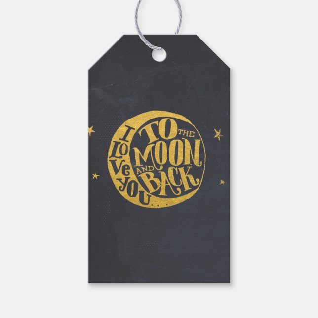 Etiqueta Para Presente Brincadeira Com Dourada Lua Preta (Frente)