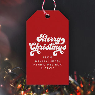 Etiqueta Para Presente Brincadeira de Natal Simples Tipografia Retrográfi