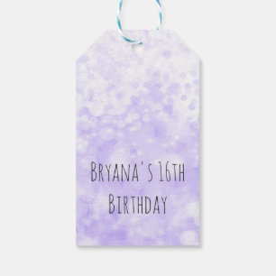 Etiqueta Para Presente Brinde de Aniversário Glam Purple Sparkle