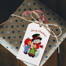 Etiqueta Para Presente Brinquedos de Natal bonitos com a snowman Gift Tag