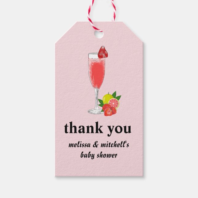 Etiqueta Para Presente Brunch e bubble mimosa champanhe obrigado você (Frente)