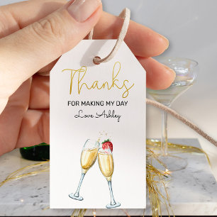 Etiqueta Para Presente Brunch e Bubbly Morango e Champagne Obrigado