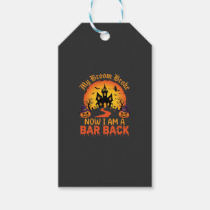 Etiqueta Para Presente Bruxa de Bar de Volta ao Halloween Meu Vassoura Qu