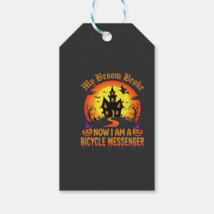 Etiqueta Para Presente Bruxa de Mensageiro de Bicicleta de Halloween Vass