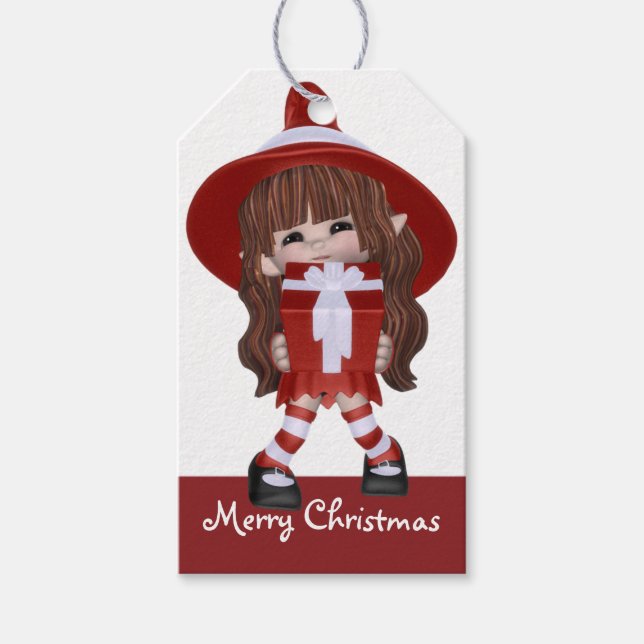 Etiqueta Para Presente Bruxa de Natal de Brunette d2 - (Frente)
