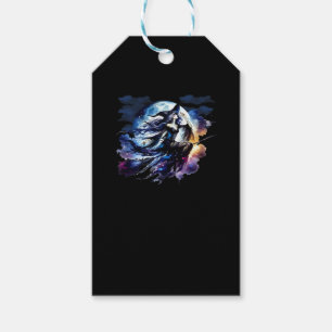 Etiqueta Para Presente Bruxa De Whimsigoth Voando Sobre Mulheres De Lua C