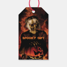 Etiqueta Para Presente bruxa má com abóbora. Dia das Bruxas