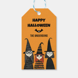 Etiqueta Para Presente Bruxas Bonitas e Loucas com Nome Feliz Halloween