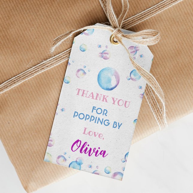 Etiqueta Para Presente Bubble Birthday Obrigado Festa de Verão (Criador carregado)