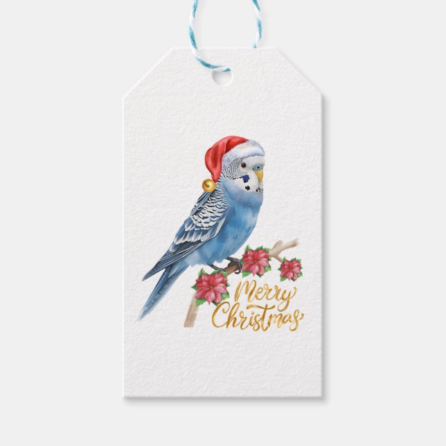 Etiqueta Para Presente Budgie Christmas (Frente)