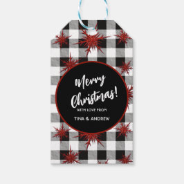 Etiqueta Para Presente Búfalo Branco Preto Verificar Flocos de Neve Verme