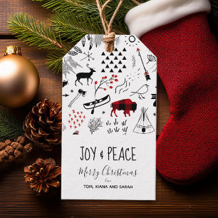 Etiqueta Para Presente Buffalo Adventures Black & Red Xadrez ID599