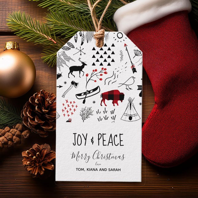 Etiqueta Para Presente Buffalo Adventures Black & Red Xadrez ID599 (Criador carregado)