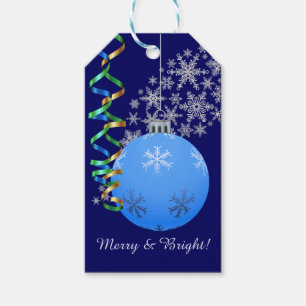 Etiqueta Para Presente Bulbo azul do Natal do floco de neve