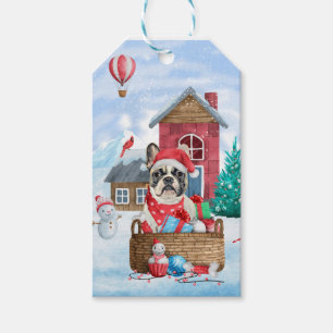 Etiqueta Para Presente Buldogue Francês Na Casa De Cachorro De Natal Da N
