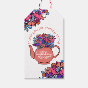 Etiqueta Para Presente Bule Floral Garotas Aniversário Obrigado Por Favor