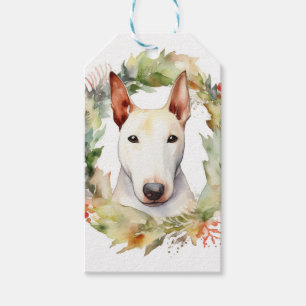 Etiqueta Para Presente Bull Terrier Christmas Wreath Festivo Pup