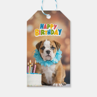 Etiqueta Para Presente Bulldog de Aniversário