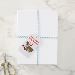 Etiqueta Para Presente Bulldog Inglês Com Luzes De Natal 