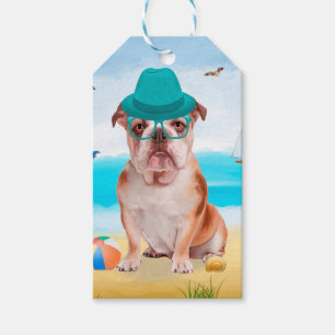 Etiqueta Para Presente Bulldog Inglês na Praia
