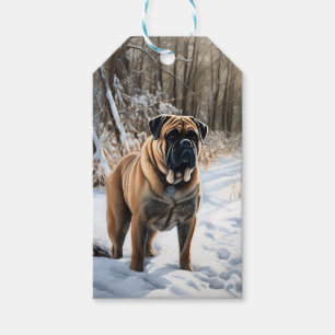 Etiqueta Para Presente Bullmastiff Deixe Nevar Natal