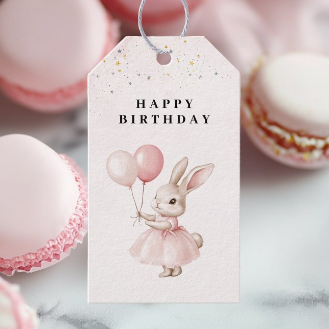 Etiqueta Para Presente Bunny Pastel Pink Aniversário (Criador carregado)