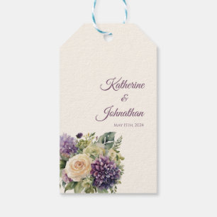 Etiqueta Para Presente Buquê-Casamento com Flor Roxo Por Aquarela Obrigad