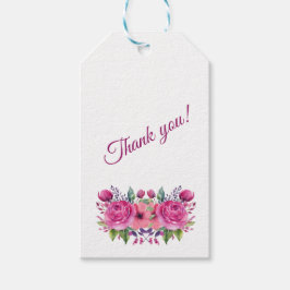 Etiqueta Para Presente Buquê-Casamento de Flor Cor-de-Água Rosa Obrigado-