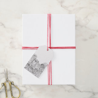 Etiqueta Para Presente Buquê de desenho de proteína branca e preta