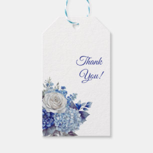Etiqueta Para Presente Buquê de Flor Azul de Aquarela - Casamento Obrigad