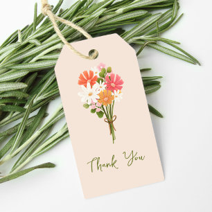 Etiqueta Para Presente Buquê de Flor Moderno Colorido Bonito Obrigado