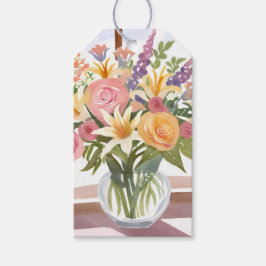 Etiqueta Para Presente Buquê de Flores da Primavera | Cartão Floral Bonit