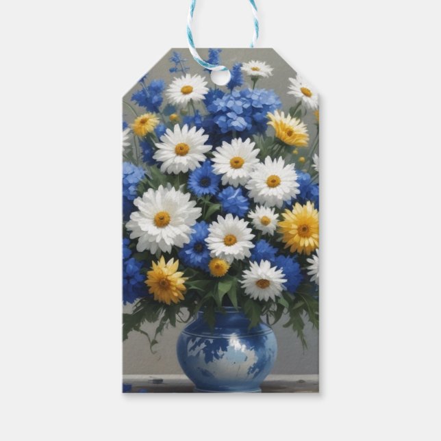 Etiqueta Para Presente Buquê de Flores Elegante Aquarela (Frente)