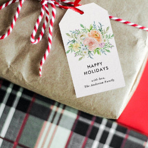 Etiqueta Para Presente Buquê de Natal Floral