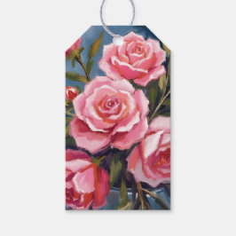 Etiqueta Para Presente Buquê de Rosa Rosa Bege Pintado