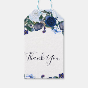 Etiqueta Para Presente Buquê Floral Branco e Azul de Inverno Casamento Ch