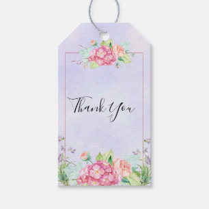Etiqueta Para Presente Buquê Floral De Cor D'Água Rosa Moderno Obrigado