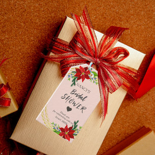 Etiqueta Para Presente Buquê Floral de Poinsettia Obrigado Chuveiro de No